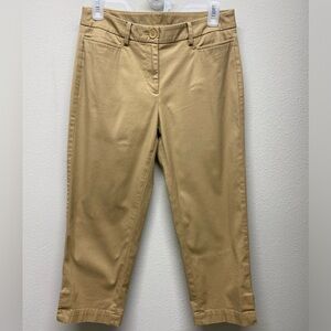 Talbots Perfect Skimmer Tan Khaki Pants Button Accents Women’s Size 2